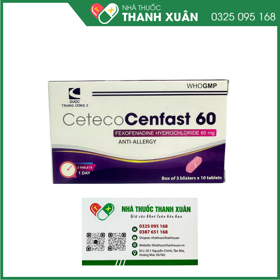 Thuốc CetecoCenfast 60 điều trị viêm mũi dị ứng, mày đay